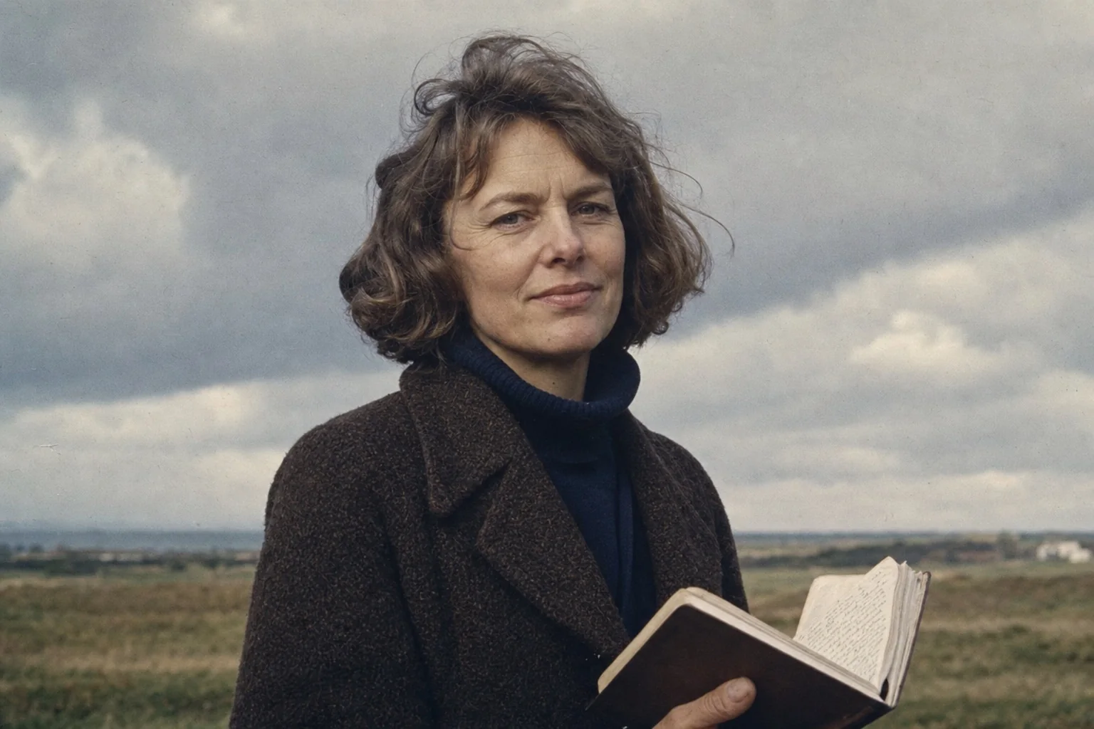 Portræt af Astrid Jensdatter under en skyet himmel